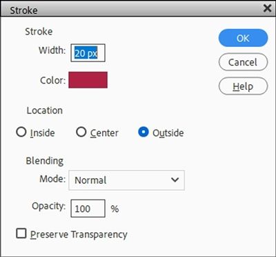 Red Stroke Settings