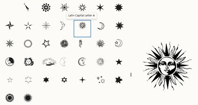Character Map Glyphs